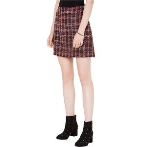 Maison Jules Tweed Mini Skirt, redblack